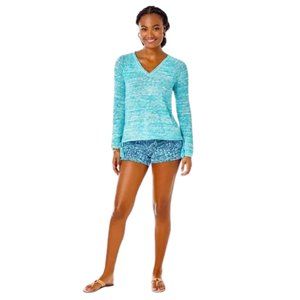 Womens Lilly Pulitzer Jody V-Neck Sweater NWT XL Amalfi Blue